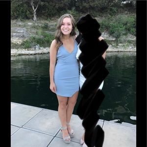 Light Blue Fitted Mini Dress